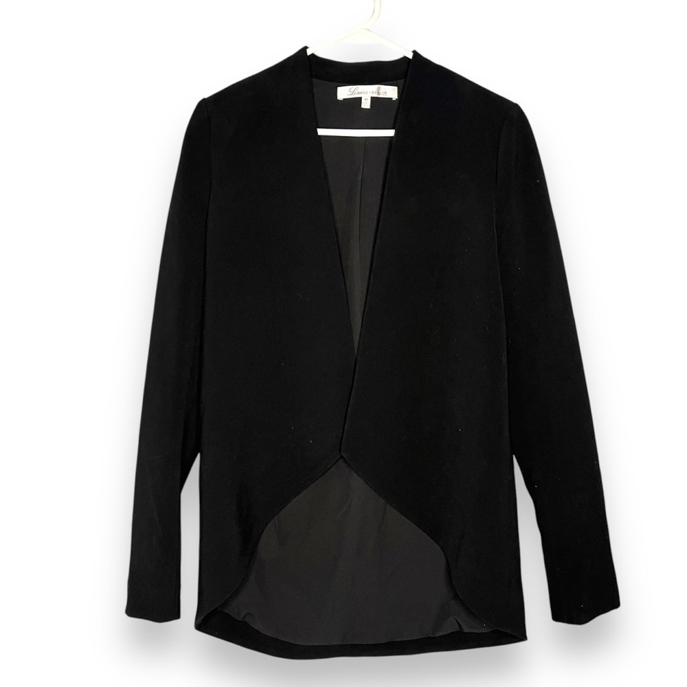Lovers + Friends Black High Low Hem Blazer Size Medium Open Front Minimalist